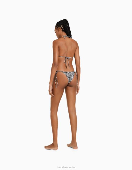 Creme Bershka Frauen Bikinioberteil mit Zebramuster H00J1887