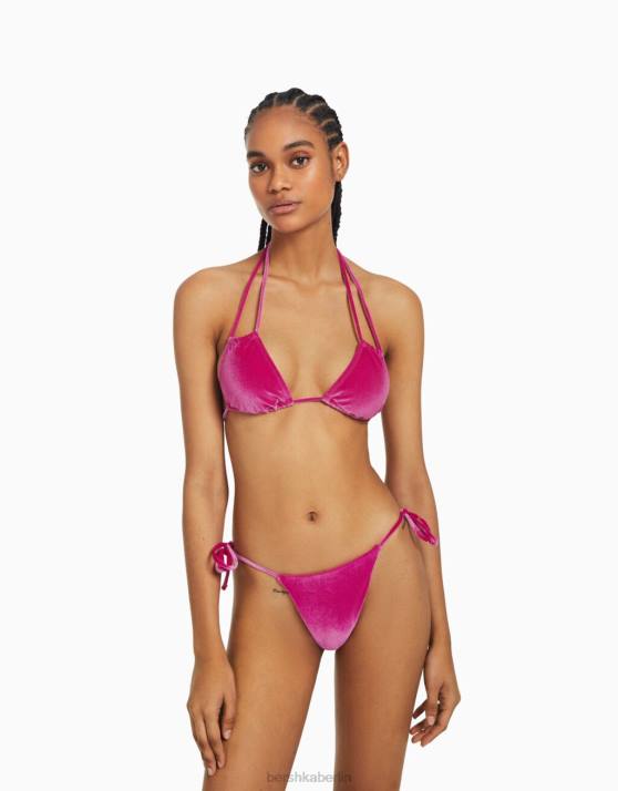 Fuchsie Bershka Frauen Bikinioberteil aus Samt H00J1782