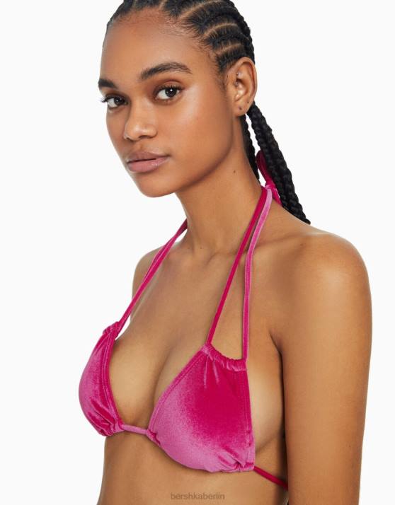 Fuchsie Bershka Frauen Bikinioberteil aus Samt H00J1782