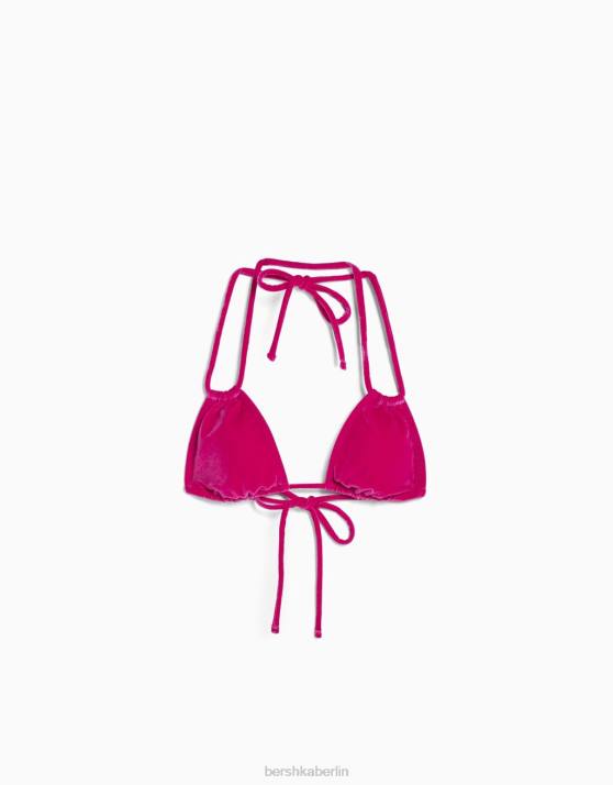 Fuchsie Bershka Frauen Bikinioberteil aus Samt H00J1782
