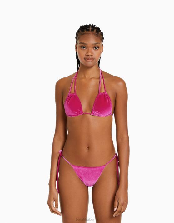 Fuchsie Bershka Frauen Bikinioberteil aus Samt H00J1783