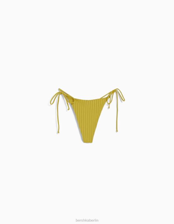 Grün Bershka Frauen Breite, gerippte Bikinihose H00J1807