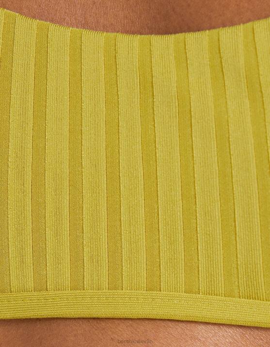 Grün Bershka Frauen Breite, gerippte Bikinihose H00J1807