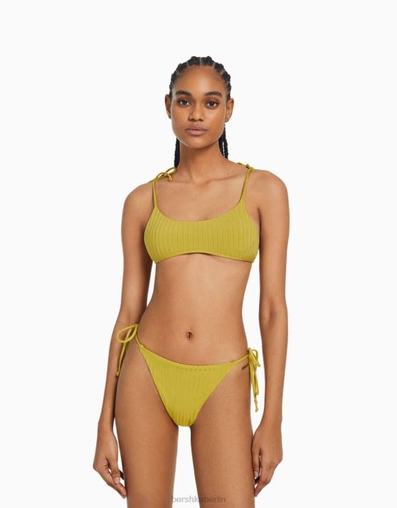 Grün Bershka Frauen Breites, geripptes Bikinioberteil H00J1801