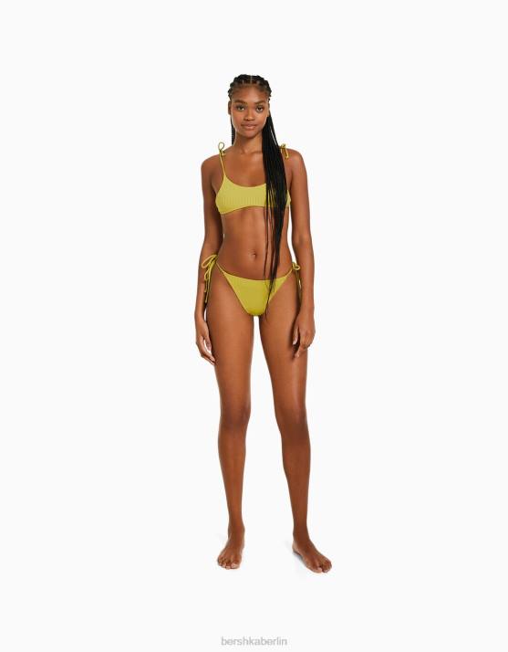Grün Bershka Frauen Breites, geripptes Bikinioberteil H00J1804