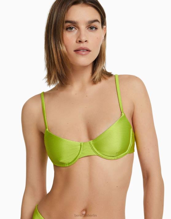 Grün Bershka Frauen Glänzendes Bügel-Bikinioberteil H00J1822