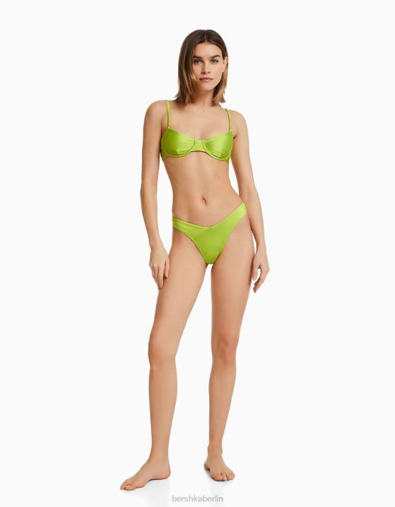 Grün Bershka Frauen Glänzendes Bügel-Bikinioberteil H00J1822