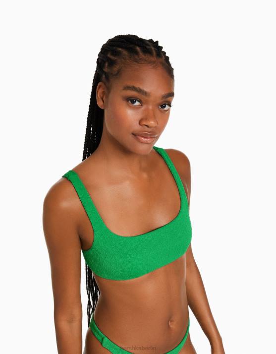 Grün Bershka Frauen Strukturiertes Bikinioberteil H00J1787