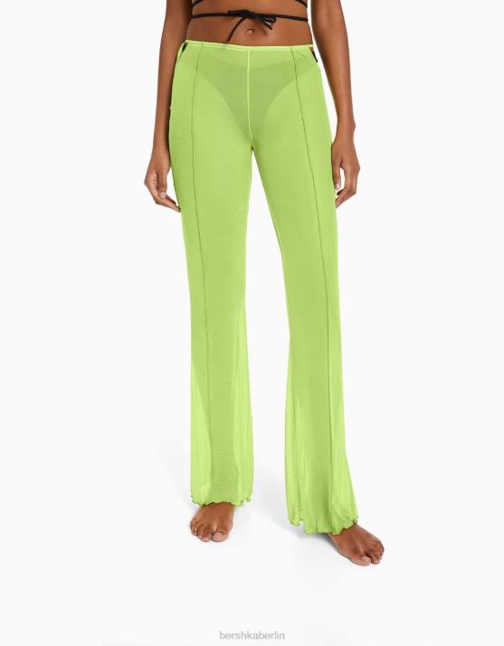 Grün Bershka Frauen Tüllhose mit Seitenschlitzen H00J1795