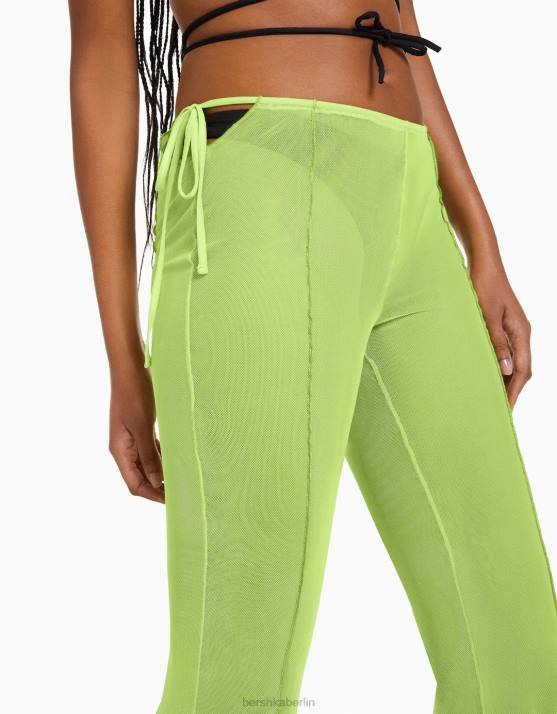 Grün Bershka Frauen Tüllhose mit Seitenschlitzen H00J1795