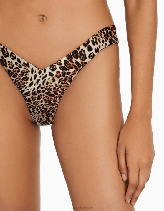 Schwarz Bershka Frauen Bikinihose mit Animal-Print H00J1771
