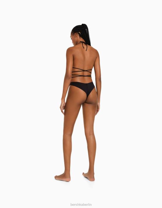 Schwarz Bershka Frauen Bikinioberteil mit Ringdetail H00J1796