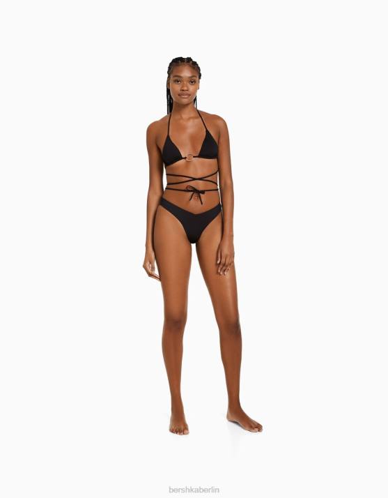 Schwarz Bershka Frauen Bikinioberteil mit Ringdetail H00J1796