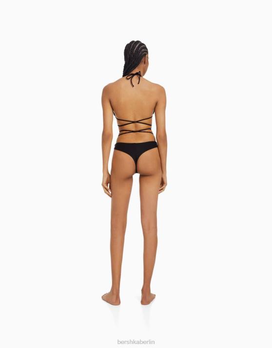 Schwarz Bershka Frauen Bikinioberteil mit Ringdetail H00J1797