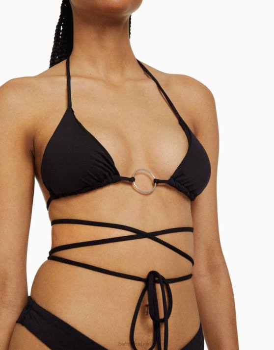 Schwarz Bershka Frauen Bikinioberteil mit Ringdetail H00J1797