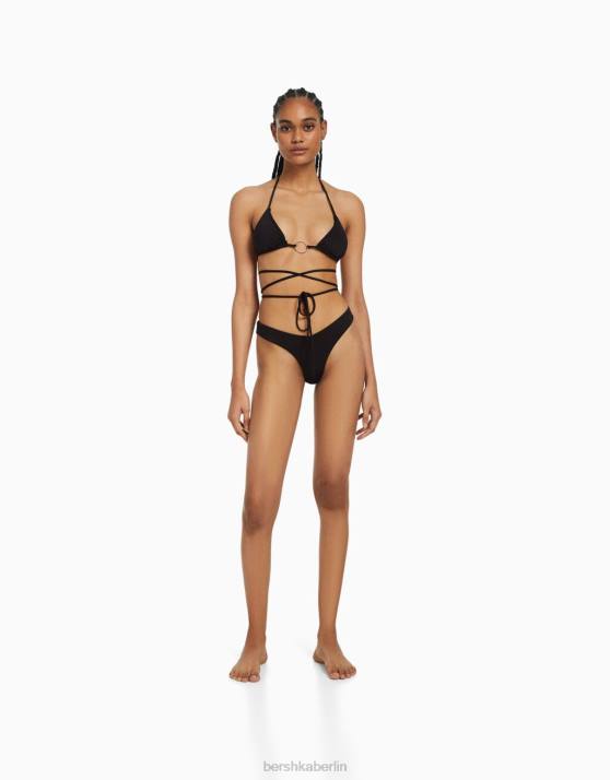 Schwarz Bershka Frauen Bikinioberteil mit Ringdetail H00J1797