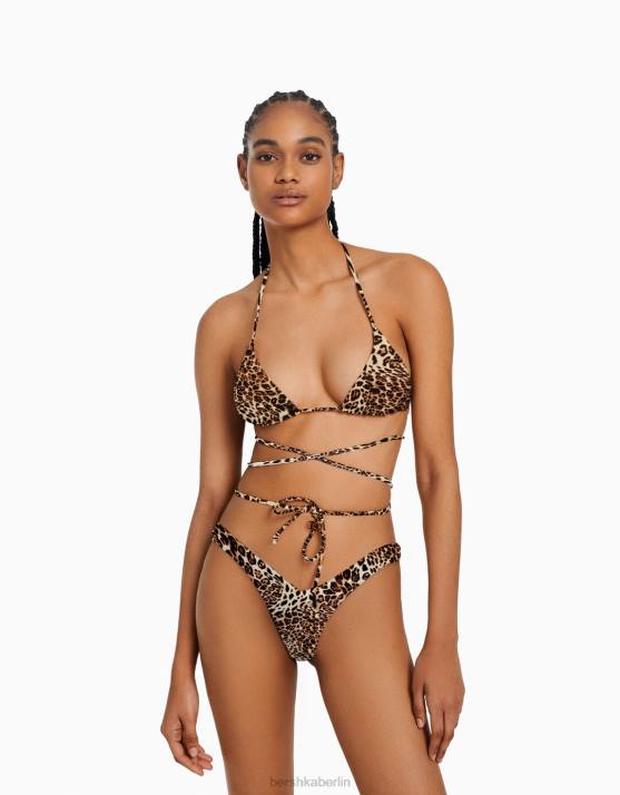 Schwarz Bershka Frauen Triangel-Bikinioberteil mit Animal-Print H00J1769