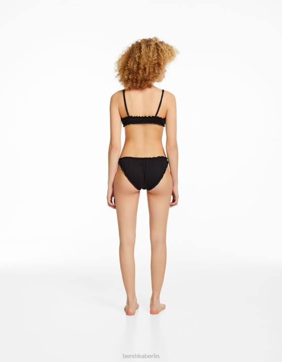 Schwarz Bershka Frauen lockiges Bikini-Set H00J4217