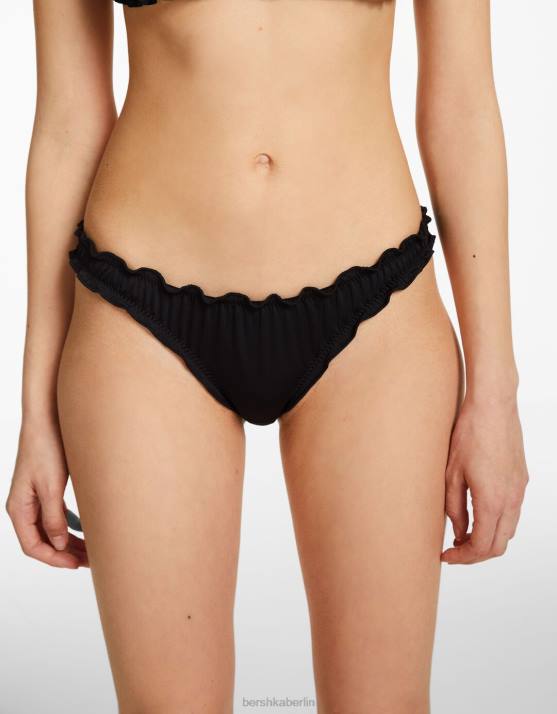 Schwarz Bershka Frauen lockiges Bikini-Set H00J4217