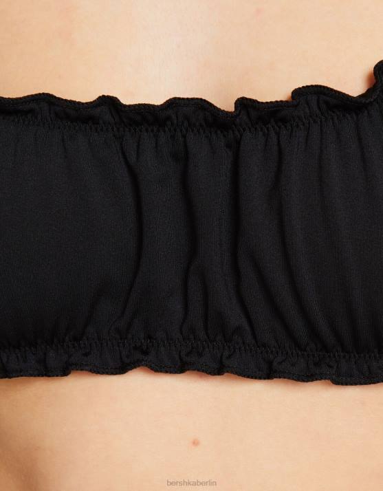 Schwarz Bershka Frauen lockiges Bikini-Set H00J4217