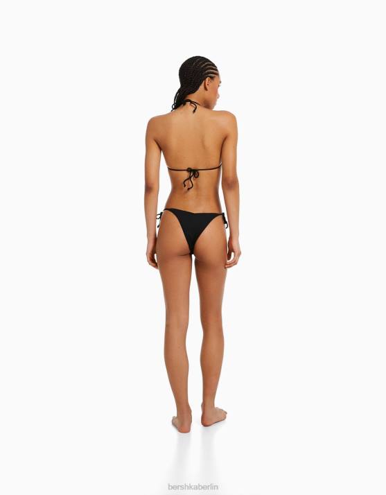 Schwarz Bershka Frauen verstellbare Bikinihose H00J1779