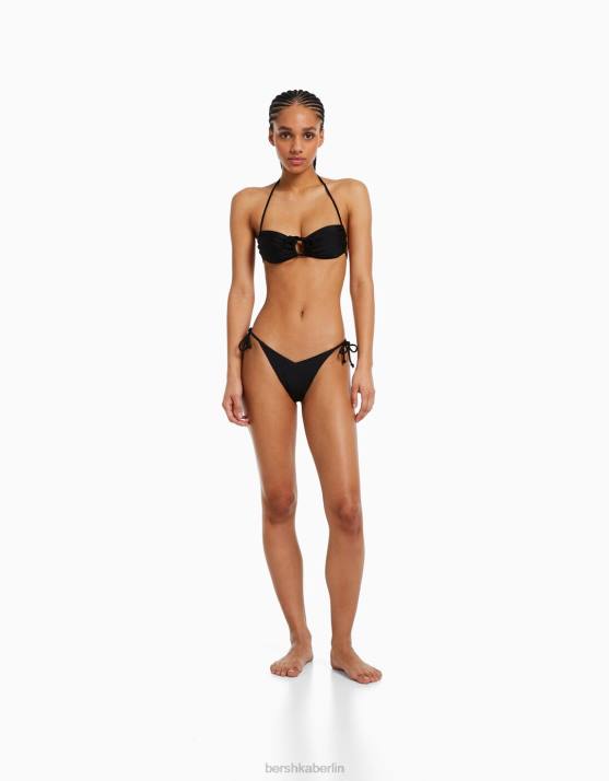 Schwarz Bershka Frauen verstellbare Bikinihose H00J1779