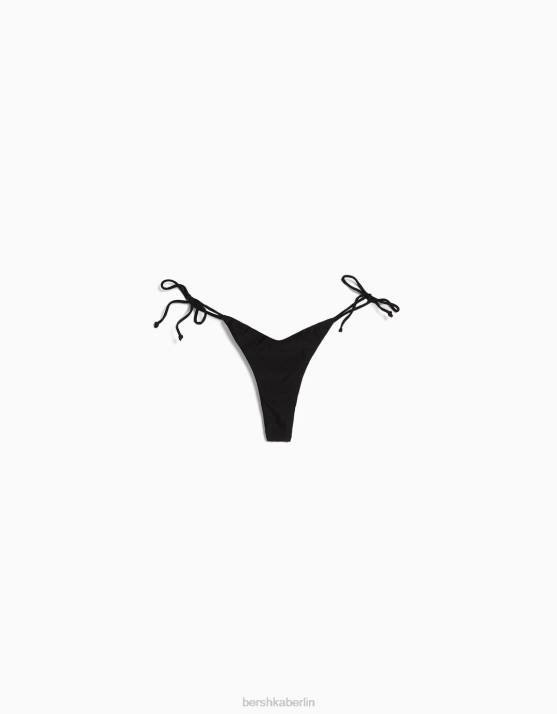 Schwarz Bershka Frauen verstellbare Bikinihose H00J1779