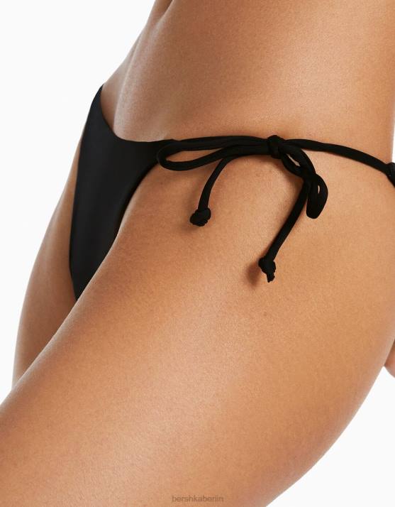 Schwarz Bershka Frauen verstellbare Bikinihose H00J1779