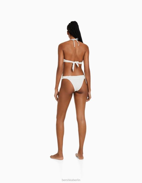 Weiss Bershka Frauen Bikinihose mit Schweizer Stickerei H00J1793