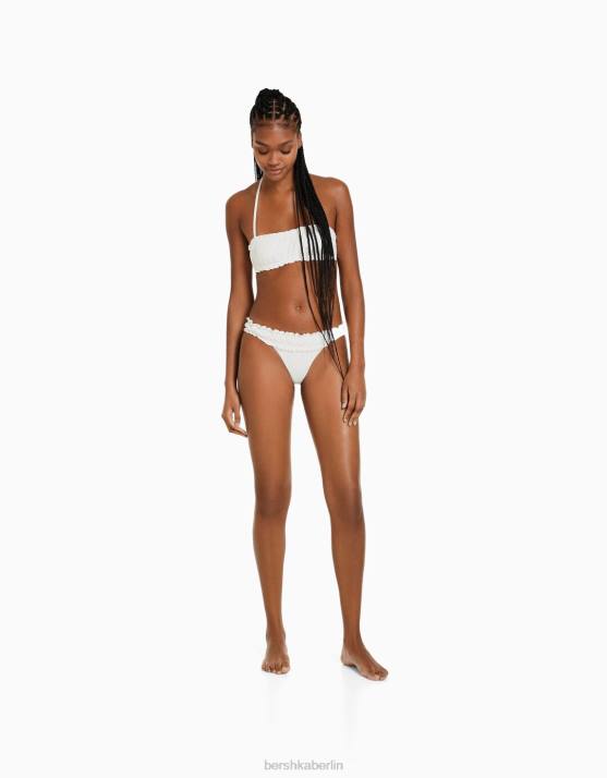 Weiss Bershka Frauen Bikinihose mit Schweizer Stickerei H00J1793