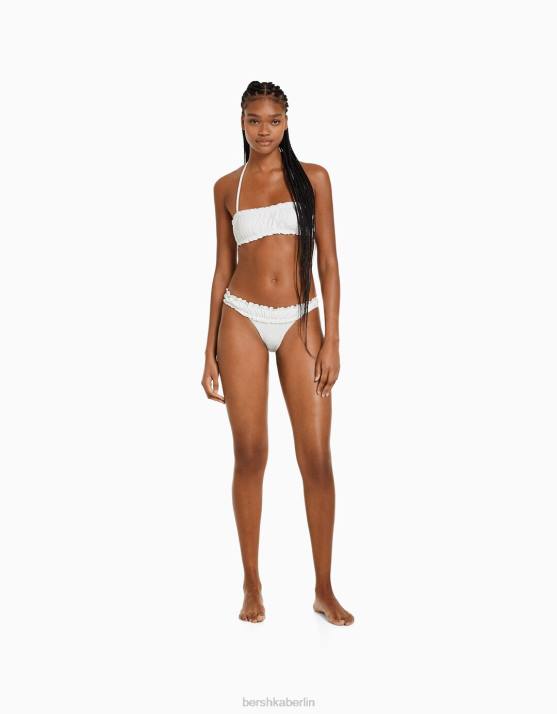 Weiss Bershka Frauen Bikinioberteil mit Schweizer Stickerei H00J1791