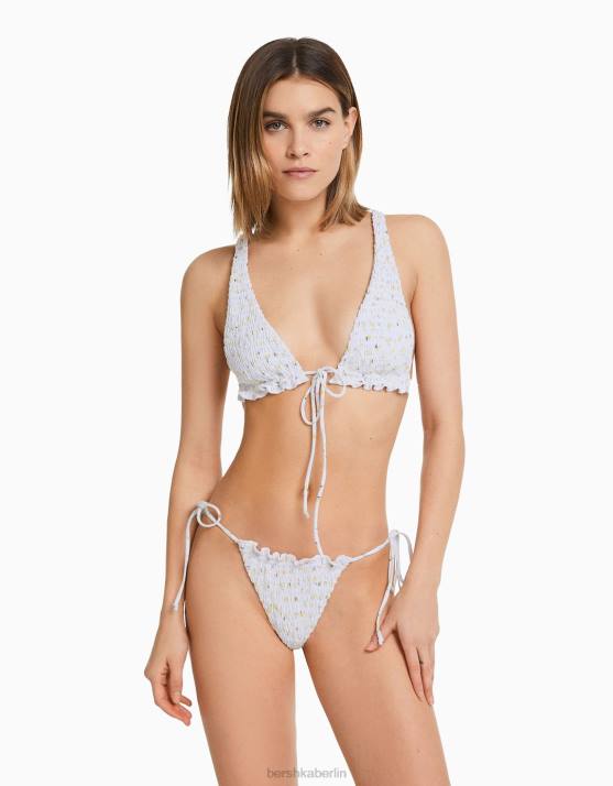 Weiss Bershka Frauen Gesmoktes Bikinioberteil H00J1814
