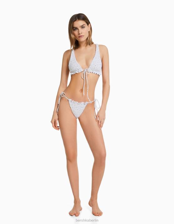 Weiss Bershka Frauen Gesmoktes Bikinioberteil H00J1814
