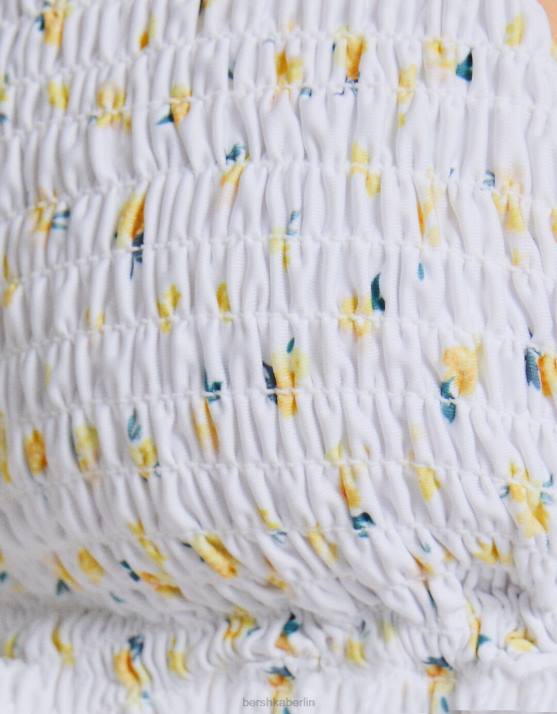 Weiss Bershka Frauen Gesmoktes Bikinioberteil H00J1814