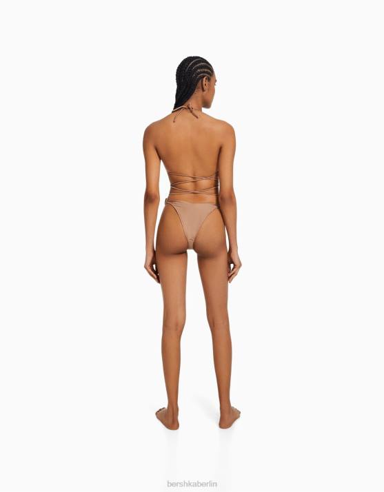 braun Bershka Frauen glänzende Bikinihose H00J1777