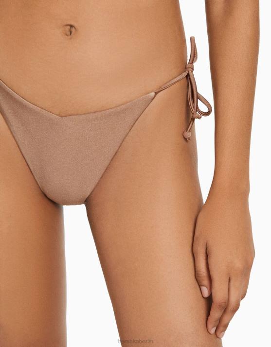 braun Bershka Frauen glänzende Bikinihose H00J1777