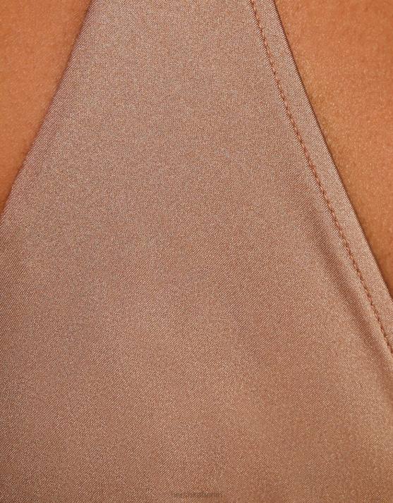 braun Bershka Frauen glänzendes Bikinioberteil H00J1776