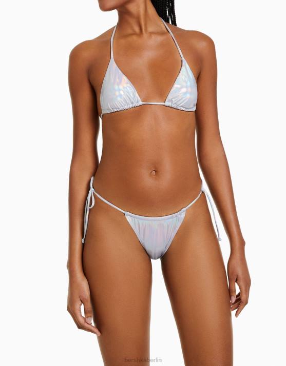 grau Bershka Frauen Metallic-Bikinihose H00J1785
