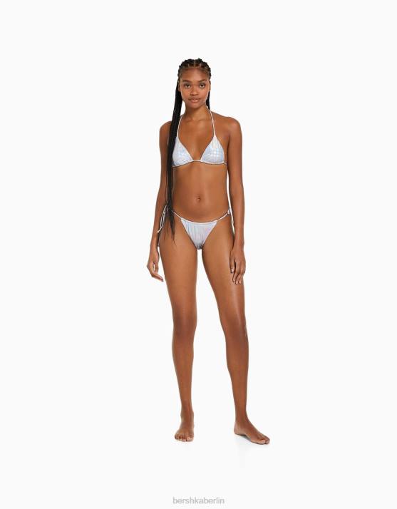 grau Bershka Frauen Metallic-Bikinihose H00J1785