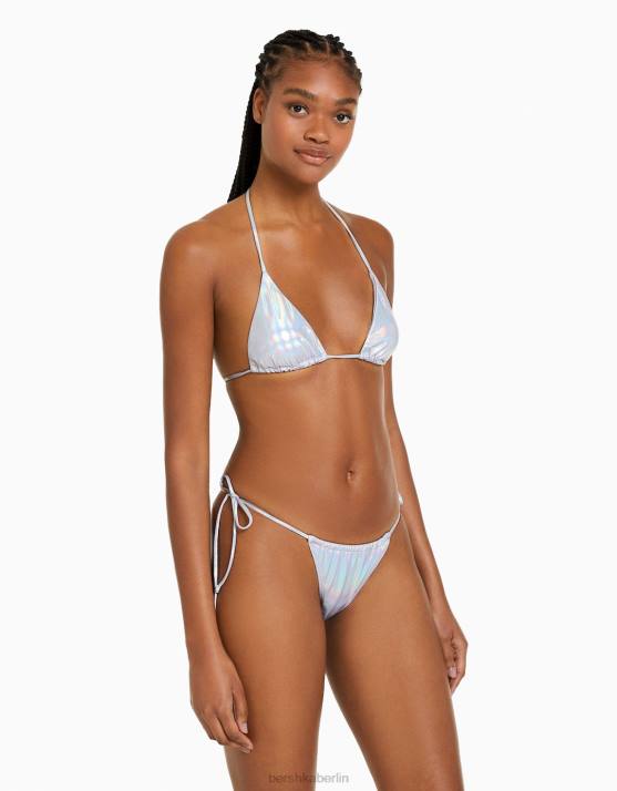 grau Bershka Frauen Metallic-Bikinioberteil H00J1784
