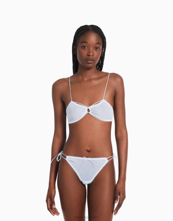 hellblau Bershka Frauen Geraffte Bikinihose H00J1764