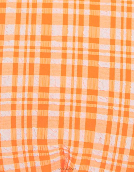 orange Bershka Frauen Bikinioberteil mit Gingham-Karomuster H00J1799
