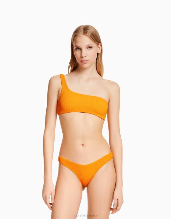orange Bershka Frauen asymmetrische Bikinihose H00J1857