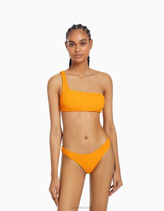 orange Bershka Frauen asymmetrisches Bikinioberteil H00J1789