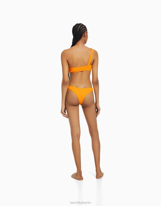 orange Bershka Frauen asymmetrisches Bikinioberteil H00J1789