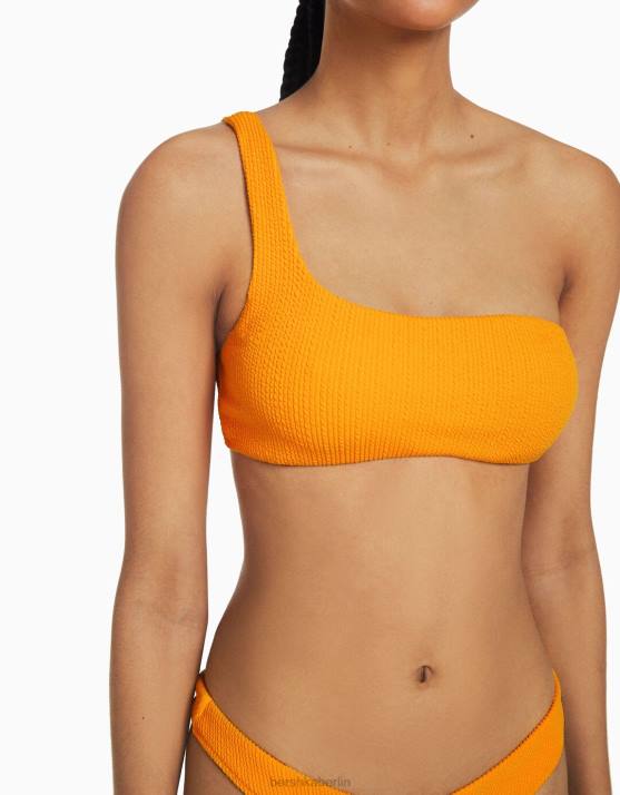 orange Bershka Frauen asymmetrisches Bikinioberteil H00J1856