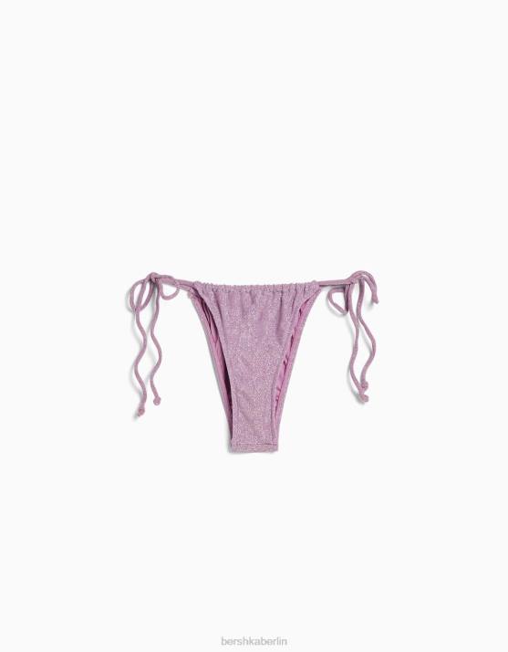violett Bershka Frauen Bikinihose aus glänzendem Garn H00J1808