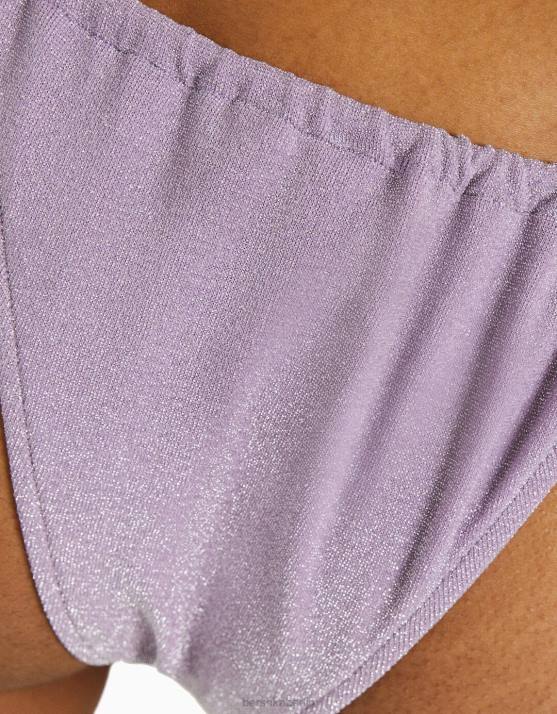 violett Bershka Frauen Bikinihose aus glänzendem Garn H00J1808