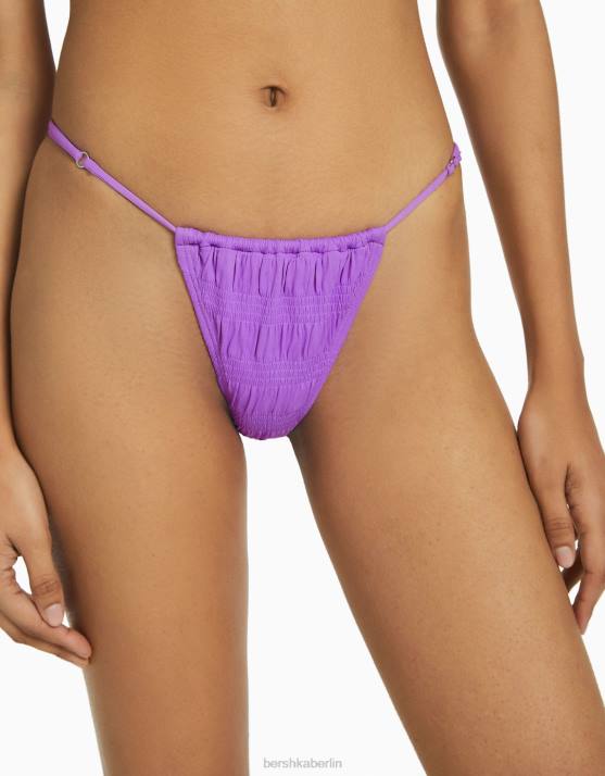 violett Bershka Frauen Bikinihose mit gerafften Details H00J1819