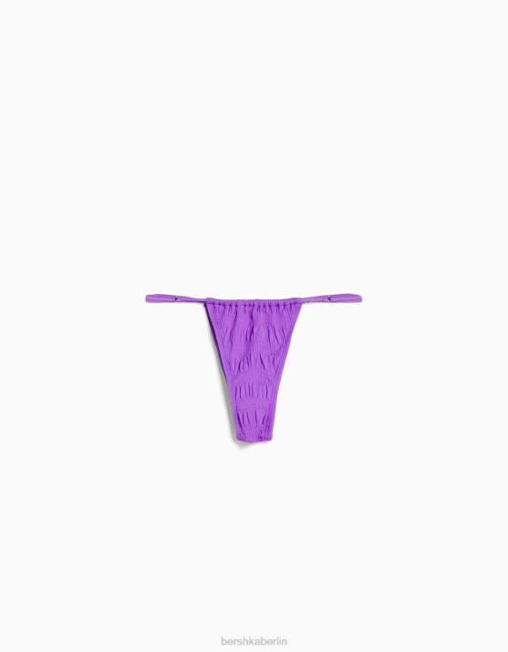 violett Bershka Frauen Bikinihose mit gerafften Details H00J1819